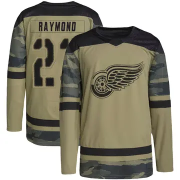 Men's Lucas Raymond Detroit Red Wings ＃23 Authentic Camo Military Appreciation Practice Jersey