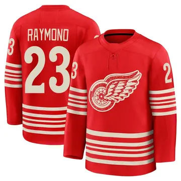 Men's Lucas Raymond Detroit Red Wings ＃23 Premium Red Centennial Jersey