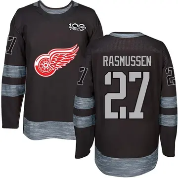 Men's Michael Rasmussen Detroit Red Wings ＃27 Authentic Black 1917-2017 100th Anniversary Jersey
