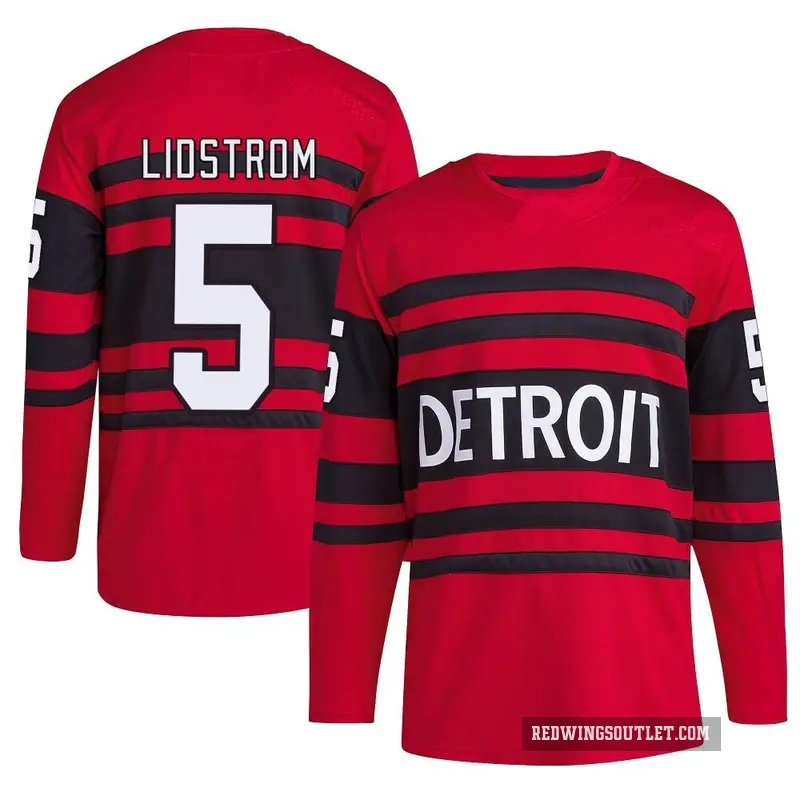 Men's Nicklas Lidstrom Detroit Red Wings ＃5 Authentic Red Reverse Retro 2.0 Jersey