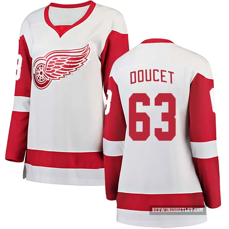 Women's Alexandre Doucet Detroit Red Wings ＃63 Breakaway White Away Jersey