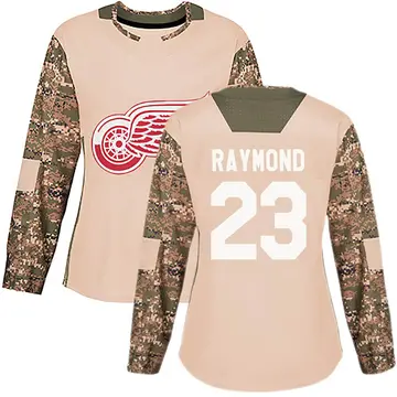 Women's Lucas Raymond Detroit Red Wings ＃23 Authentic Camo Veterans Day Practice Jersey