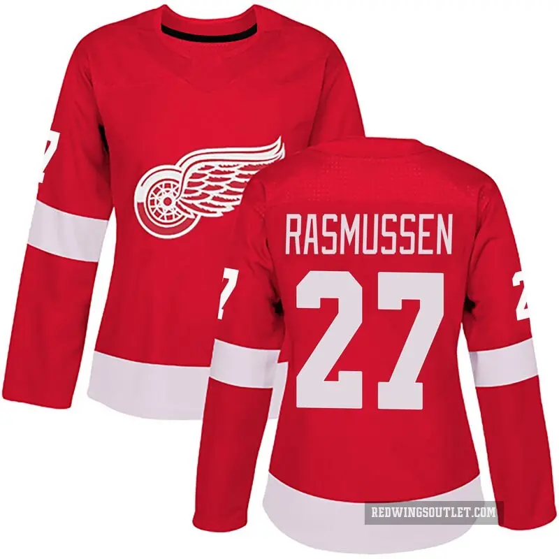 Women's Michael Rasmussen Detroit Red Wings ＃27 Authentic Red Home Jersey