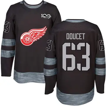 Youth Alexandre Doucet Detroit Red Wings ＃63 Authentic Black 1917-2017 100th Anniversary Jersey