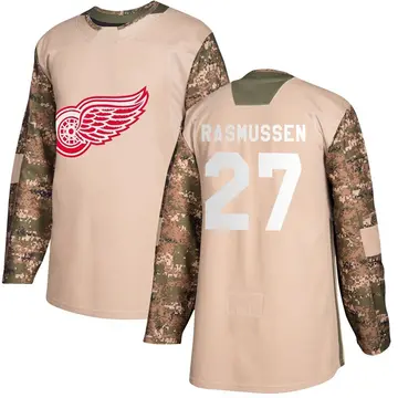 Youth Michael Rasmussen Detroit Red Wings ＃27 Authentic Camo Veterans Day Practice Jersey